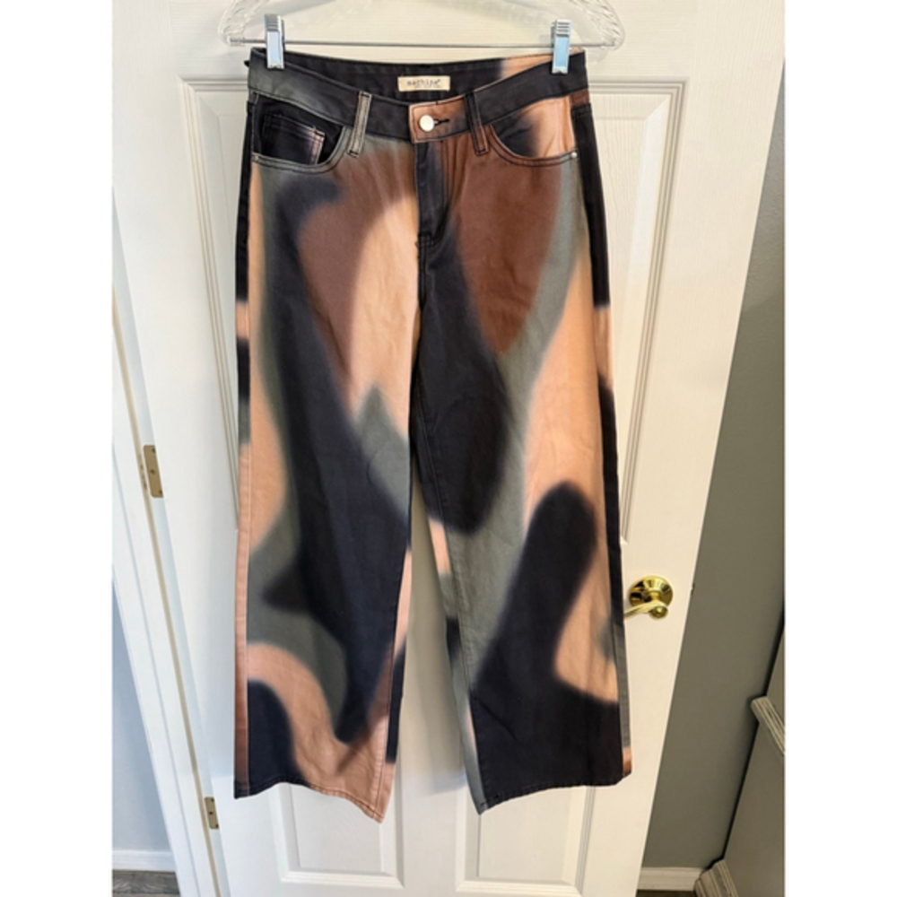 NWTs Machine baggy wide leg multi color brown/tan/black/green Y2K Jeans size 1